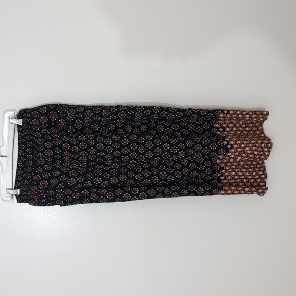 Black Brown Geometric Print Pull On Wide Leg Pants - Picture 6 of 10